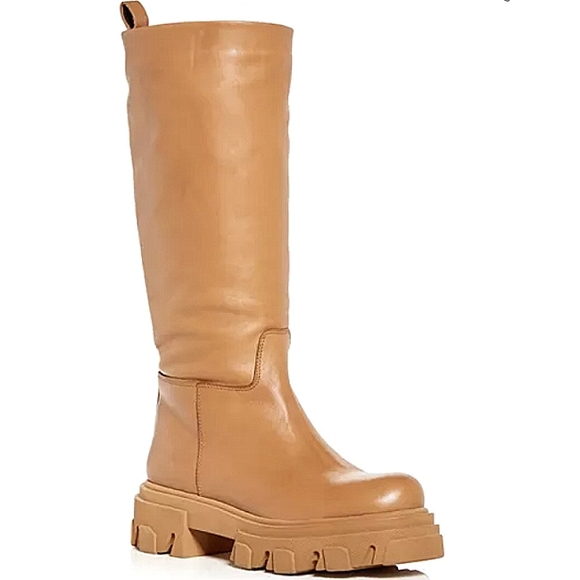 New w/Box Aqua Brand Kiku Genuine Leather Lug Sole Pull-On Tall Boots Size 8 - Picture 13 of 13